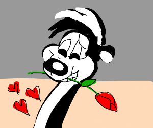300x250 Pepe Le Pew With A Rose In His Mouth