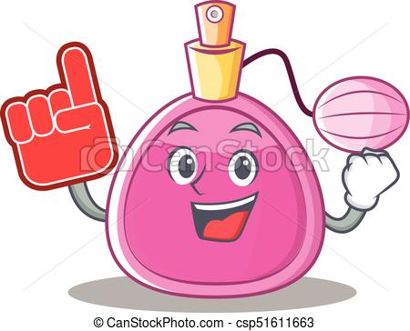 450x364 Foam Finger Perfume Bottle Character Cartoon Vector Illustration.