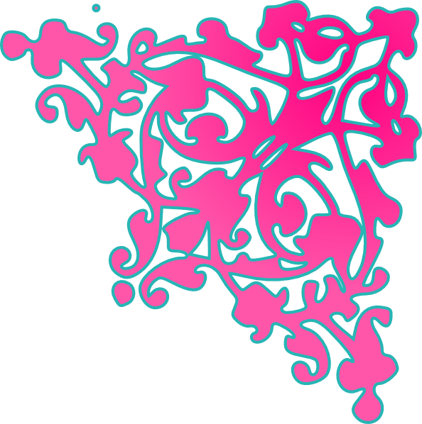 594x598 Pinkteal Persian Corner Clip Art