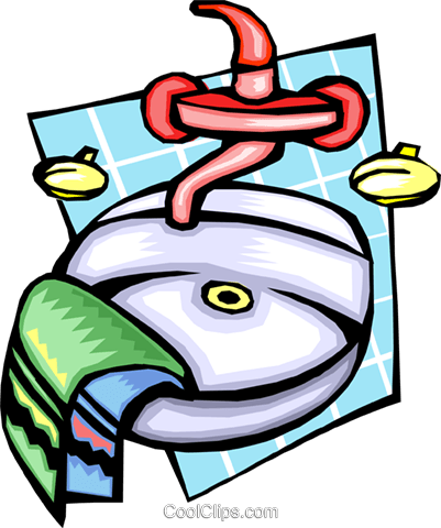 401x480 Personal Hygiene With Sink And Towels Royalty Free Vector Clip Art