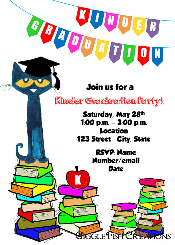 570x798 Pete The Cat Graduation Party Invitation Digital File