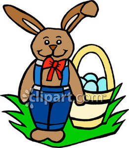 261x300 Peter Cottontail With His Easter Basket Royalty Free Clipart Picture