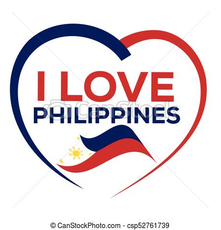 450x470 I Love Philippines With Outline Of Heart And Flag Of Vectors