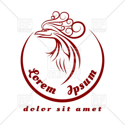 400x400 Emblem With Stylized Contour Of Head Of Phoenix Royalty Free