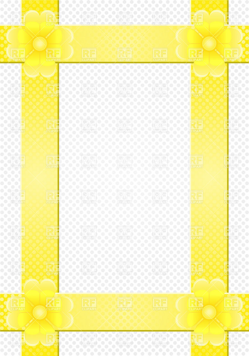 840x1200 Yellow Photo Frame With Flowers Royalty Free Vector Clip Art Image