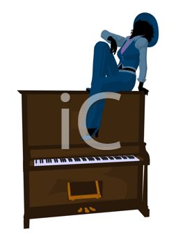 263x350 Silhouette Of A Jazz Woman Posed On A Piano