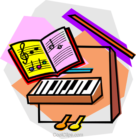 471x480 Piano With Music Book Royalty Free Vector Clip Art Illustration