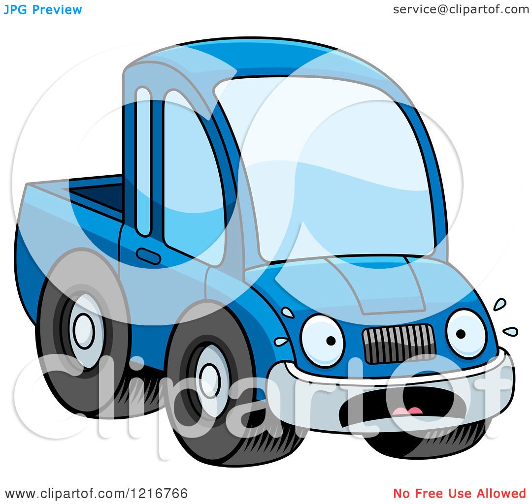 1080x1024 Clipart Of A Scared Blue Pickup Truck Mascot