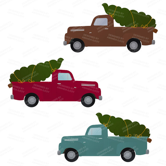 570x569 Collection Of Red Truck With Christmas Tree Clipart High
