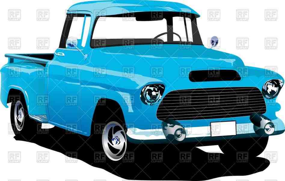 948x604 Old Blue Vintage Truck Clipart American Pickup Royalty Free Vector