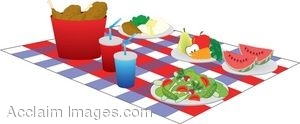 300x124 Clipart Illustration Of A Picnic Foods On A Blanket