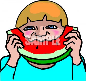 350x331 Royalty Free Clip Art Image Child Eating Watermelon