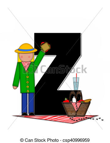 360x470 Alphabet Children Picnic Z. The Letter Z, In The Alphabet Set