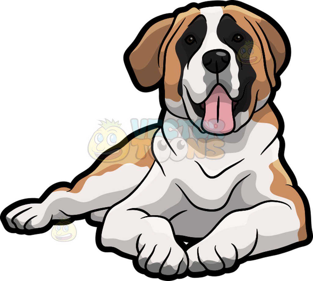 1024x918 A Friendly St Bernard Dog Taking A Break Cartoon Clipart Vector