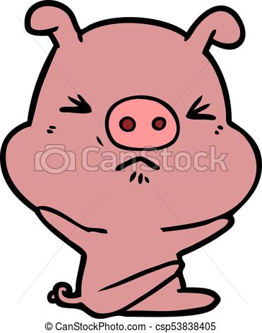 371x470 Cartoon Angry Pig Vector Clipart