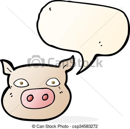 450x446 Cartoon Pig Face With Speech Bubble Vectors Illustration