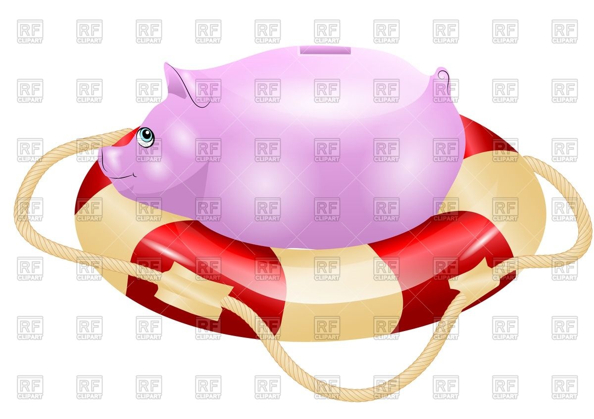 1200x848 Piggy Bank On Lifebuoy Royalty Free Vector Clip Art Image