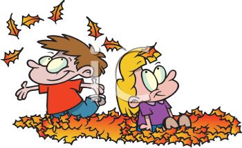 350x215 Two Little Kids Enjoying Autumn Playing In A Pile Of Leaves