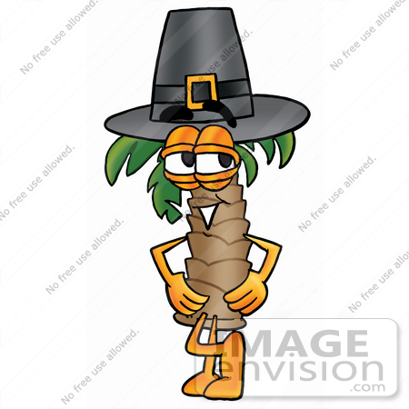 450x450 Clip Art Graphic Of A Tropical Palm Tree Cartoon Character Wearing
