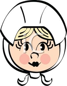 236x300 A Colorful Cartoon Of A Pilgrim Girl Wearing A Bonnet