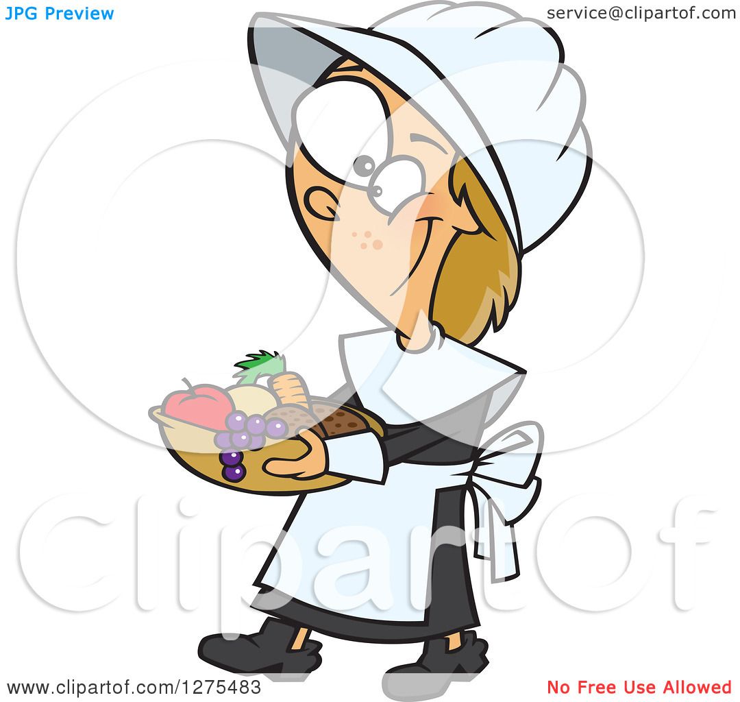 1080x1024 Cartoon Clipart Of A Happy Thanksgiving Pilgrim Caucasian Girl
