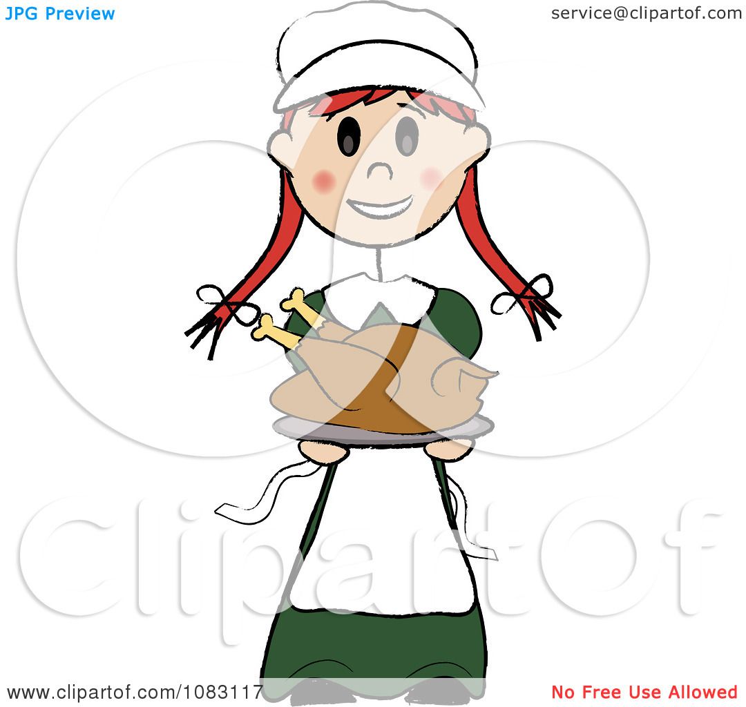 1080x1024 Clipart Thanksgiving Irish Stick Pilgrim Girl Holding A Turkey