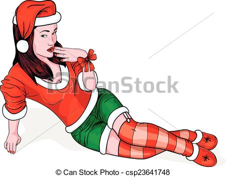 450x353 Christmas Pin Up Girl. Snow Maiden In The Style Of Vintage Eps