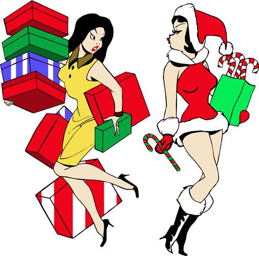 506x500 Women Shopping Clipart Png Clip Art Cartoon Pinup Girls Digital