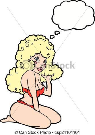 331x470 Cartoon Pin Up Girl With Thought Bubble Clip Art Vector