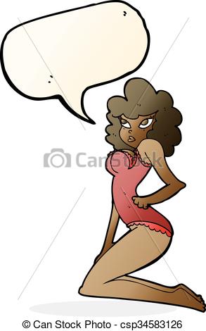 293x470 Cartoon Pin Up Woman With Speech Bubble Vector Illustration