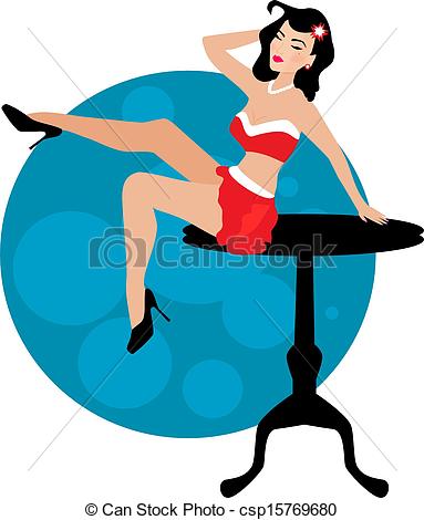 383x470 Pin Up Girl On Bar Stool Chair Stock Illustration