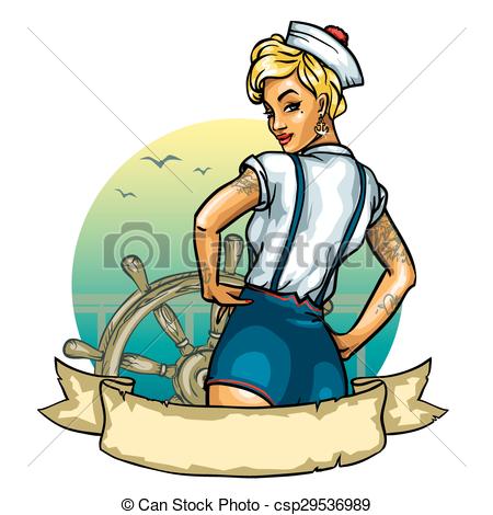 450x470 Pin Up Sailor Girl Isolated On White