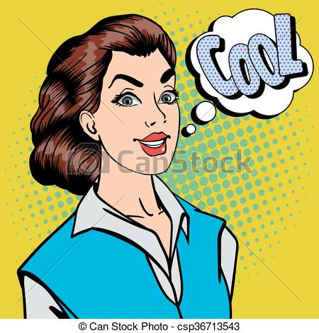 450x470 Beautiful Woman With Expression Cool. Pop Art. Pin Up Girl . Eps