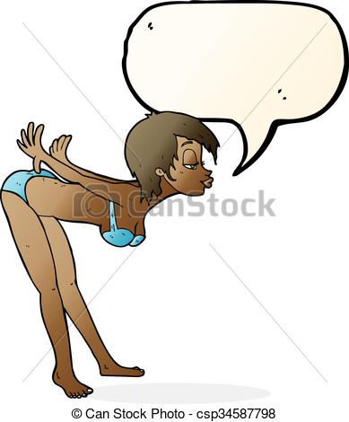 389x470 Cartoon Pin Up Girl In Bikini With Speech Bubble Eps Vectors