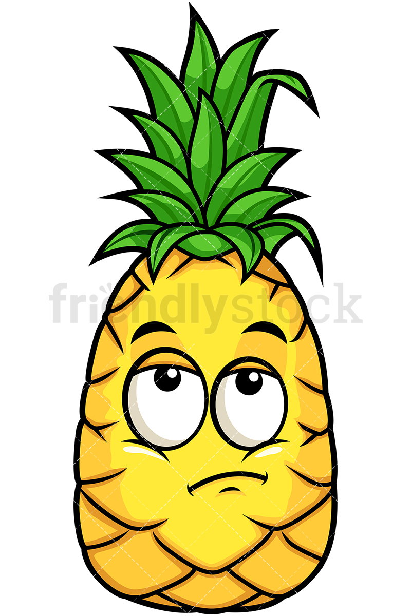 800x1200 Pineapple Rolling Eyes Cartoon Vector Clipart