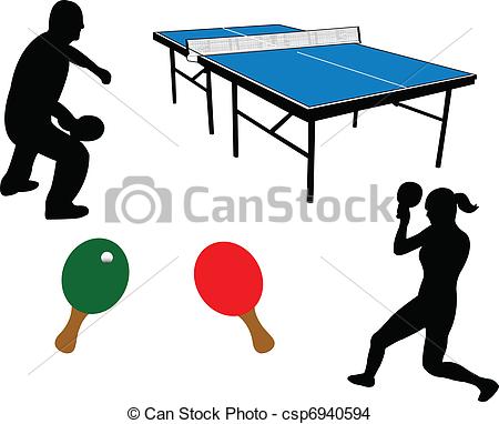 450x382 Ping Pong Equipment And Players Silhouette