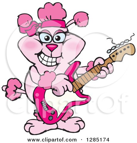 450x470 Clipart Of A Cartoon Pink Poodle Dog Wearing A Christmas Santa Hat