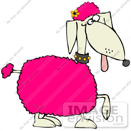 450x450 Clip Art Graphic Of A Prancing Spoiled Pink Poodle With A Flower