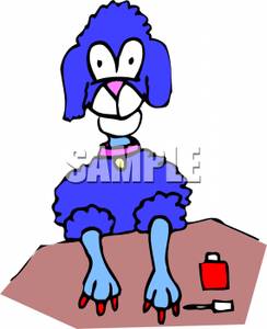 244x300 Clip Art Image A Blue Poodle With Pink Nails And A Bottle Of Nail