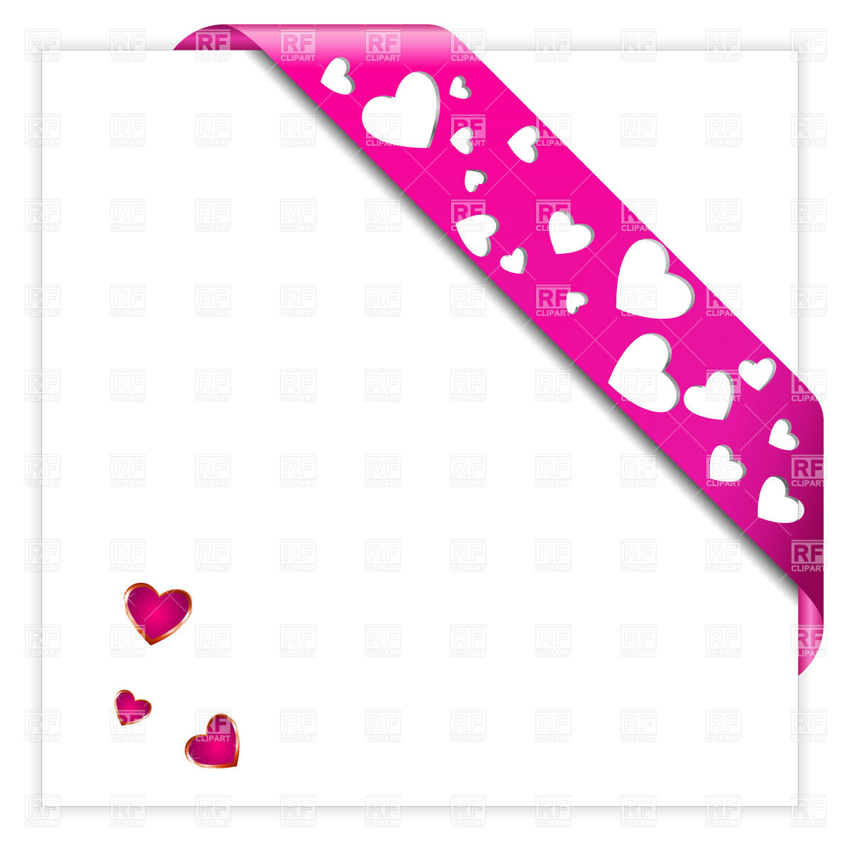 1200x1192 Heart Shaped Perforated Valentine Pink Corner Ribbon Vector Image