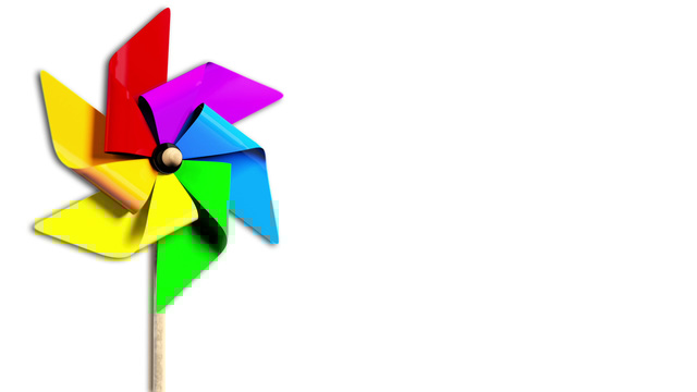 640x360 Rainbow Spinning Pinwheel In The Wind With Alpha Stock Animation