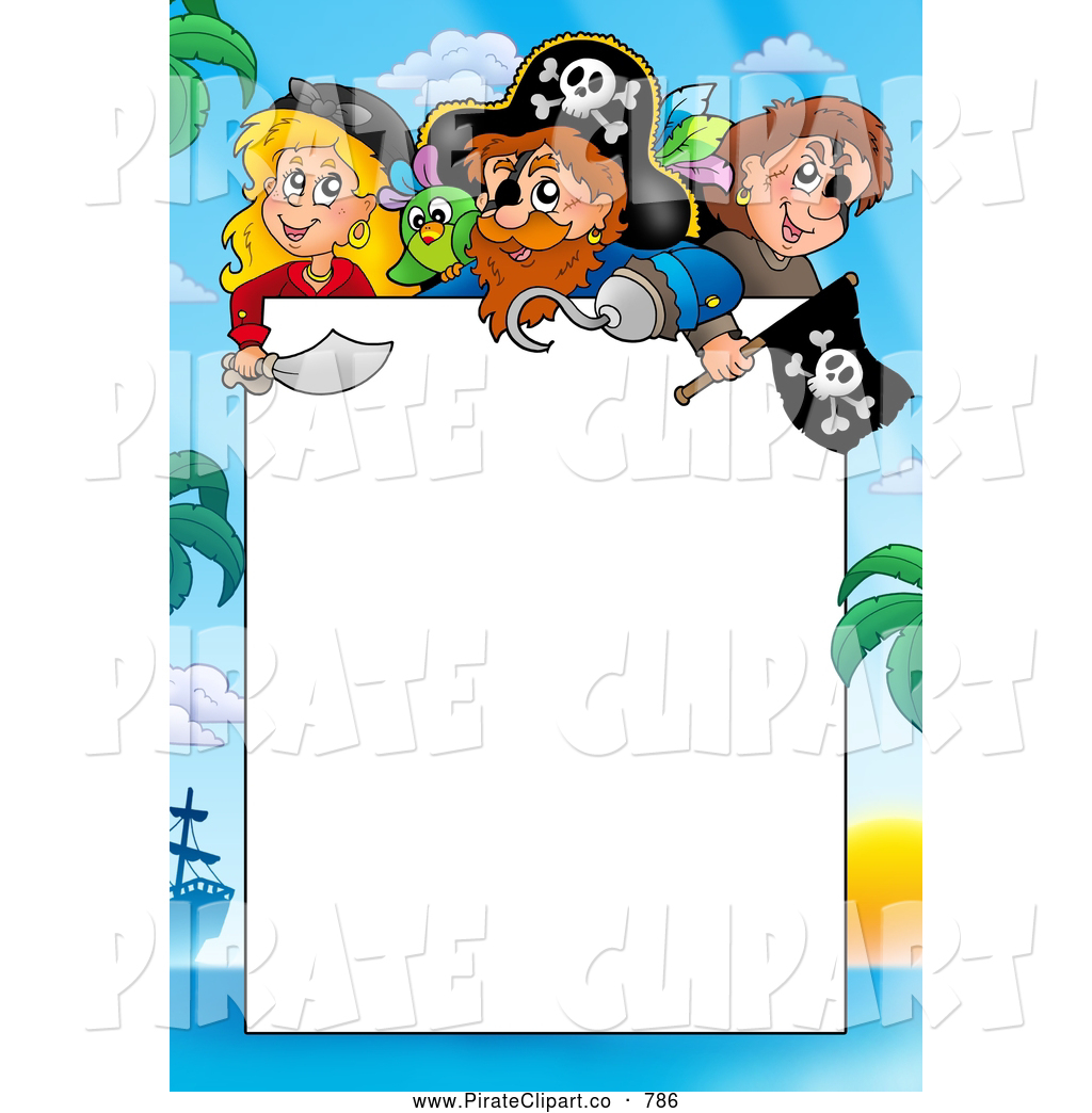 1024x1044 Vector Clip Art Of A Border Of Pirates And Palm Trees Around White