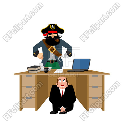 400x400 Businessman Scared Of Pirate Royalty Free Vector Clip Art Image