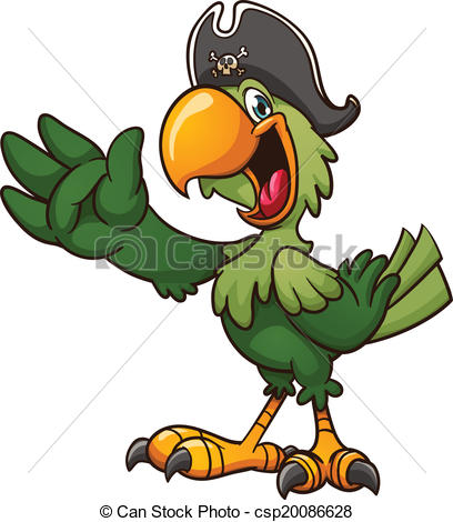408x470 Cartoon Pirate Parrot. Vector Clip Art Illustration With Vector