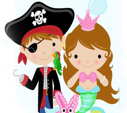 429x383 Mermaid And Pirate Clipart Free