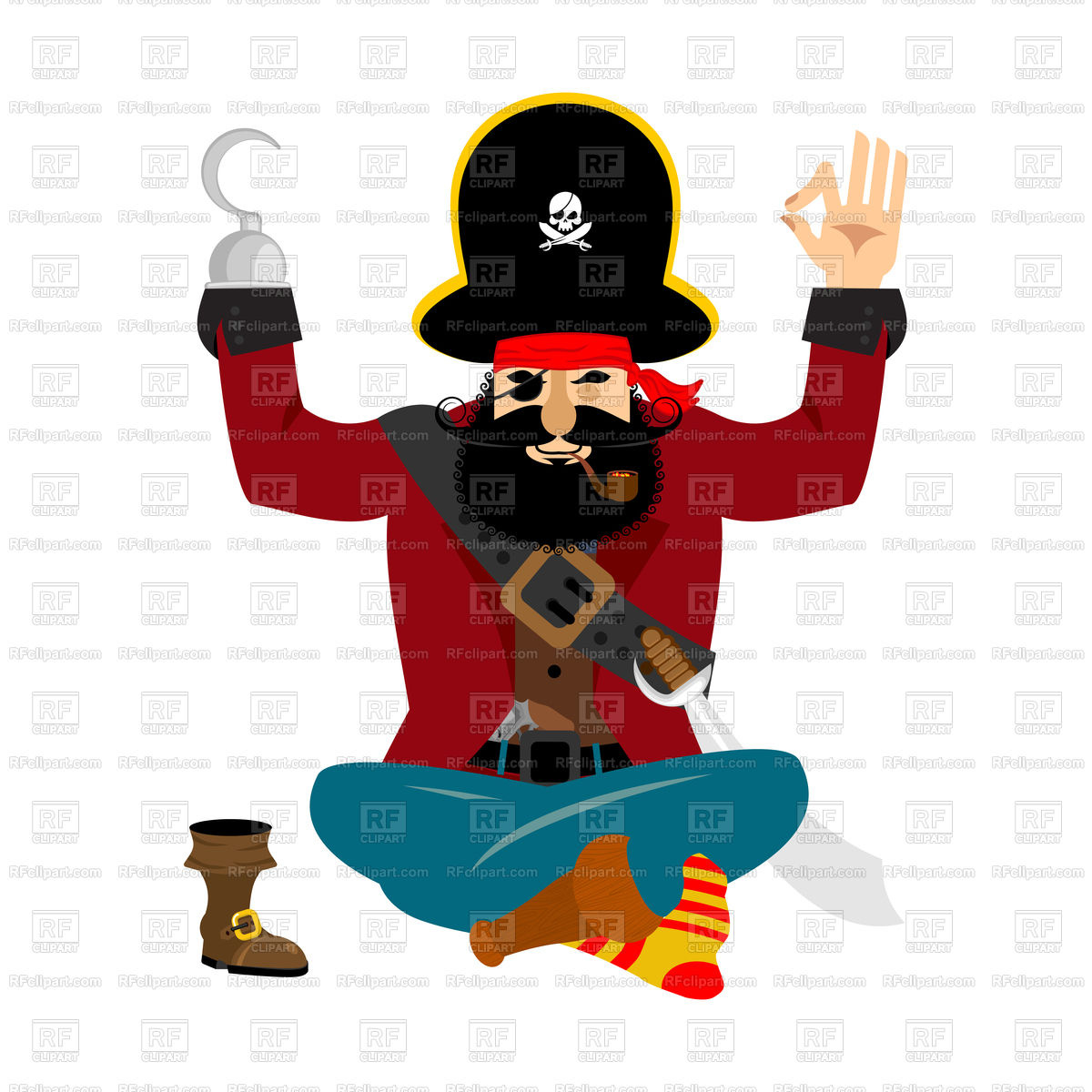 1200x1200 Pirate Yoga Royalty Free Vector Clip Art Image