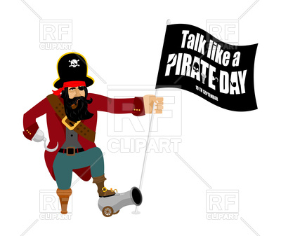 400x337 International Talk Like A Pirate Day. Pirate With Flag. Royalty
