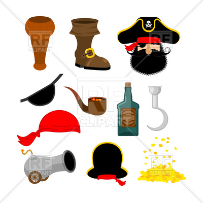 400x400 Pirate Objects Set Royalty Free Vector Clip Art Image
