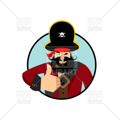 400x400 Cartoon Pirate Thumbs Up Royalty Free Vector Clip Art Image