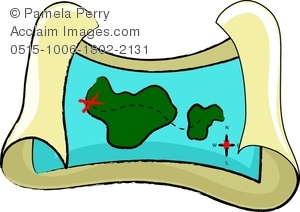 300x212 Clip Art Image Of A Cartoon Pirate's Map